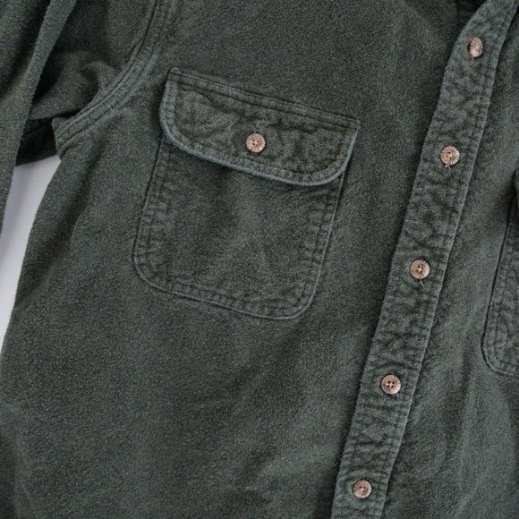Field & Stream Hunter Green 100% Cotton Button Down Shacket Jacket  Shirt ~Large - Picture 8 of 12